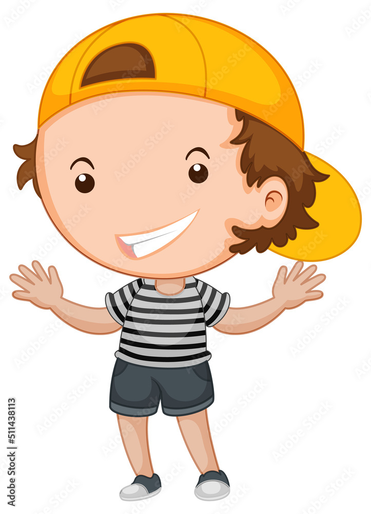 Cute boy cartoon character on white background Cute boy cartoon character on white background