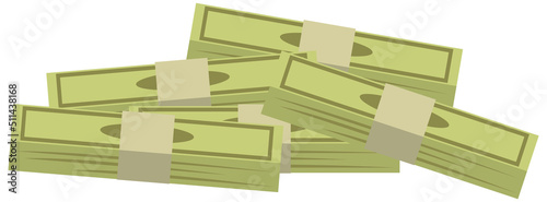 Money banknotes stack in cartoon style