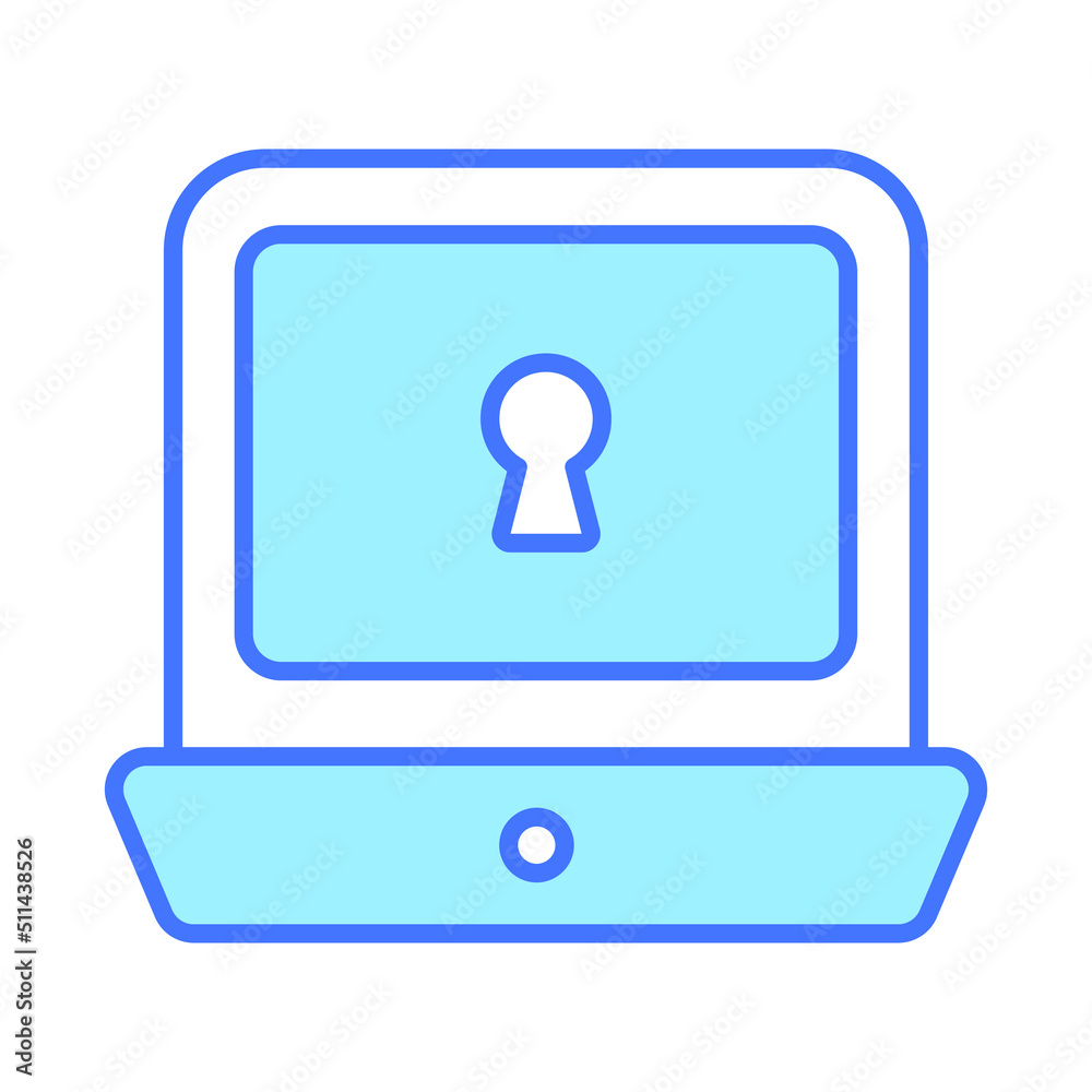 laptop security Finance Related Vector Line Icon. Editable Stroke Pixel Perfect.