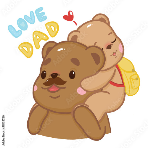 Bear father with baby.
