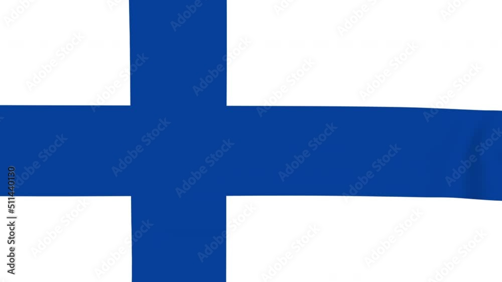 The national symbol of Finland flag  flutters in the wind.