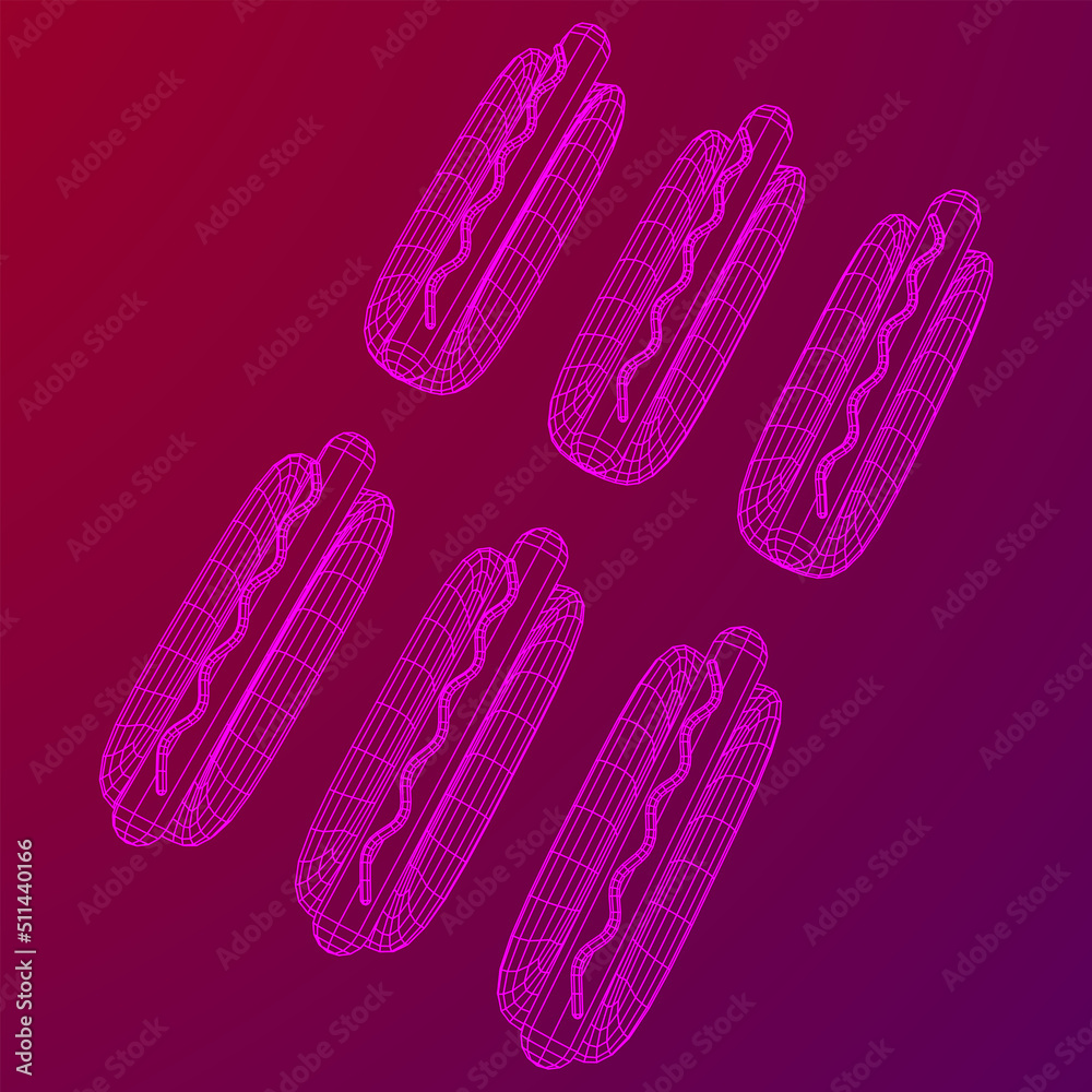 Hotdog fast food. Wireframe low poly mesh Hotdog fast food. Wireframe low poly mesh