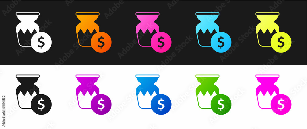 Set Auction ancient vase icon isolated on black and white background. Auction bidding. Sale and buyers. Vector Set Auction ancient vase icon isolated on black and white background. Auction bidding. Sale and buyers. Vector