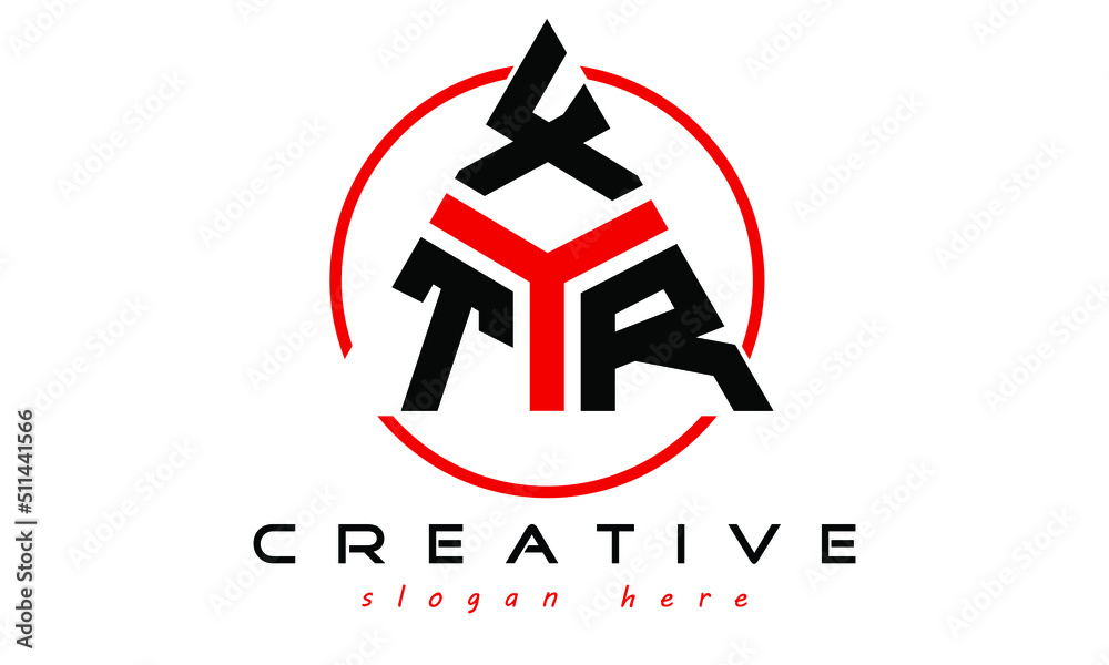 TXR three letter creative triangle shape in circle logo design vector ...