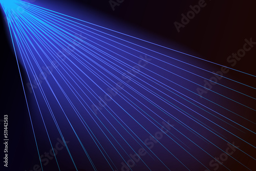 Intersecting glowing laser security beams on a dark background.Art design shine light ray.Laser field.