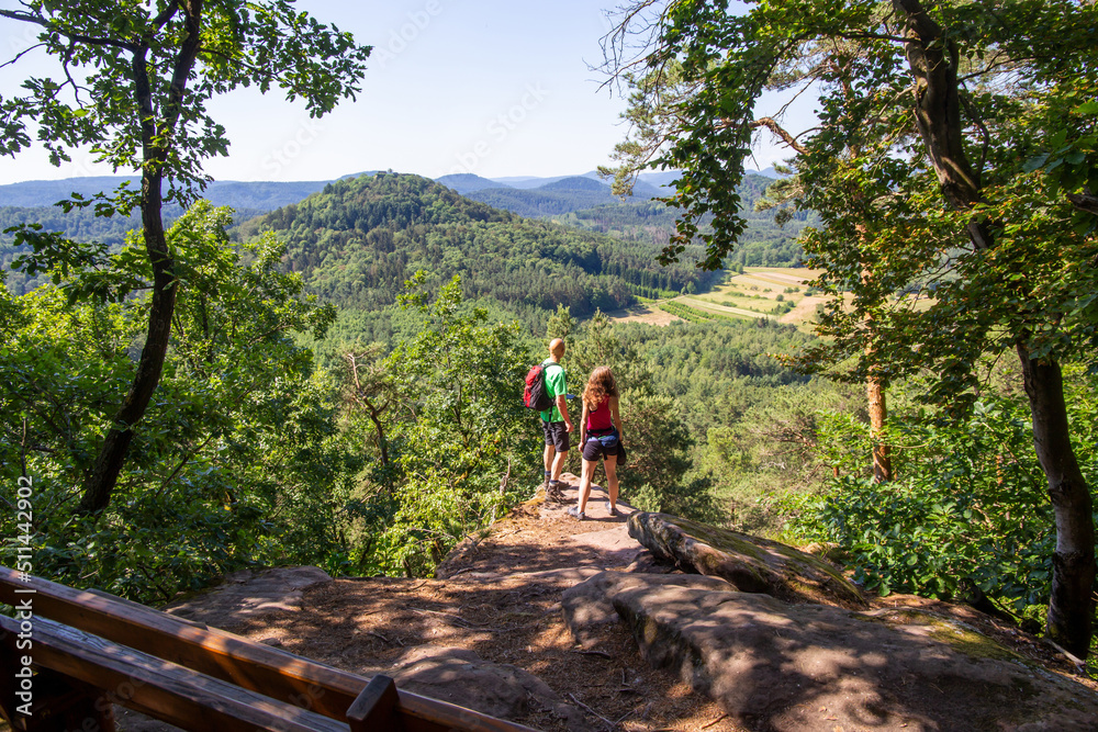 Obraz premium Wanderer am Rimbachsteig genießen die Aussicht