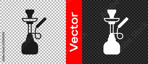 Black Hookah icon isolated on transparent background. Vector