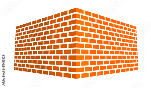 vecteur de logo mur de briques en perspective