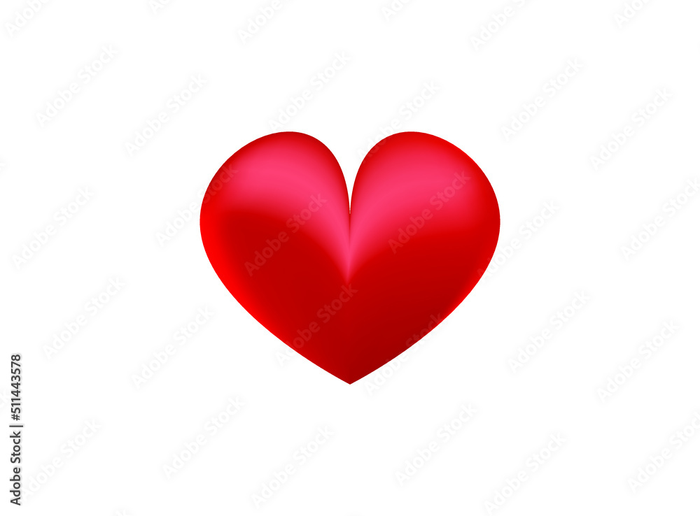 Shiny 3d vector heart. Valentine romantic background