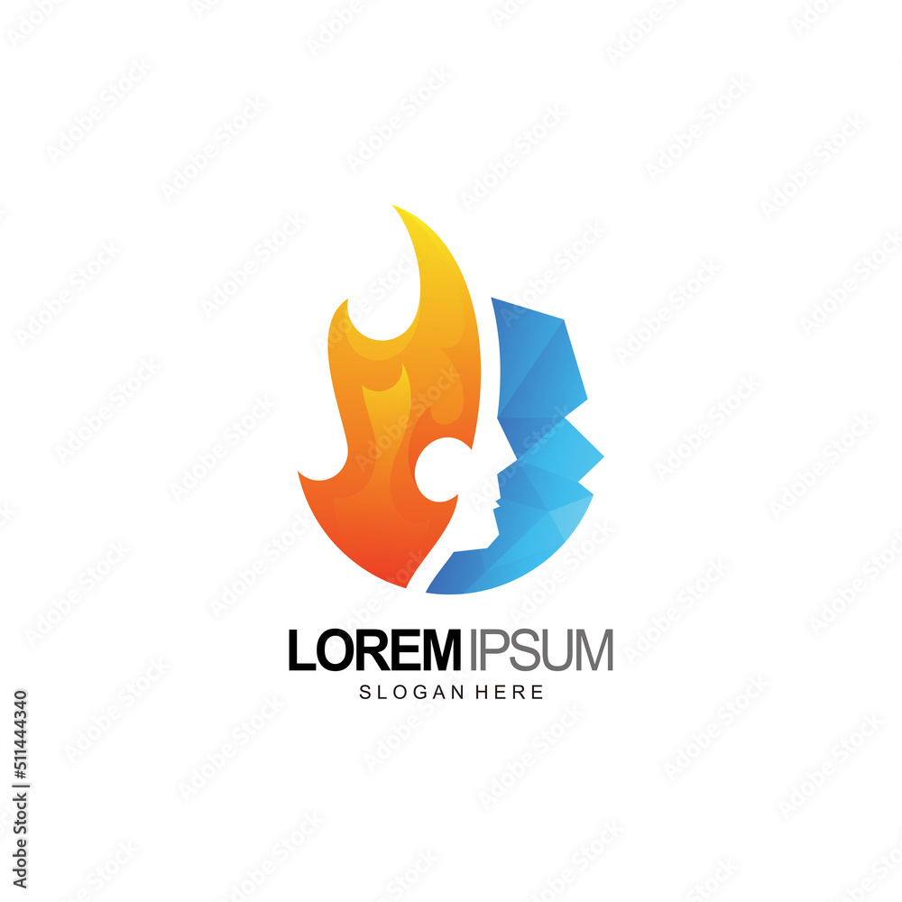 people logo, face with fire and ice template