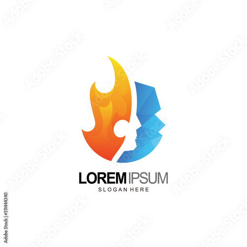 people logo, face with fire and ice template