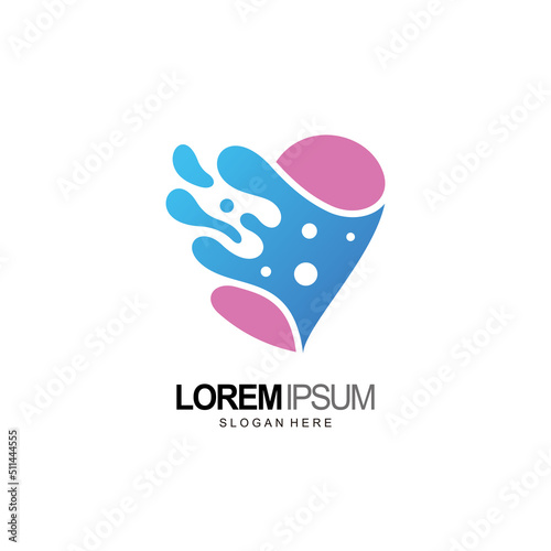 love logo, heart of water concept design