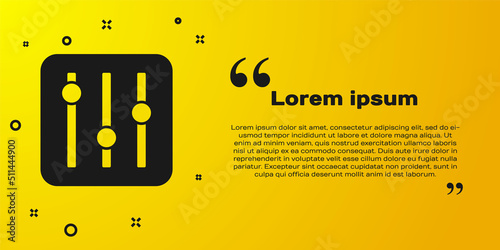 Black Sound mixer controller icon isolated on yellow background. Dj equipment slider buttons. Mixing console. Vector