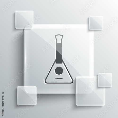 Grey Musical instrument balalaika icon isolated on grey background. Square glass panels. Vector