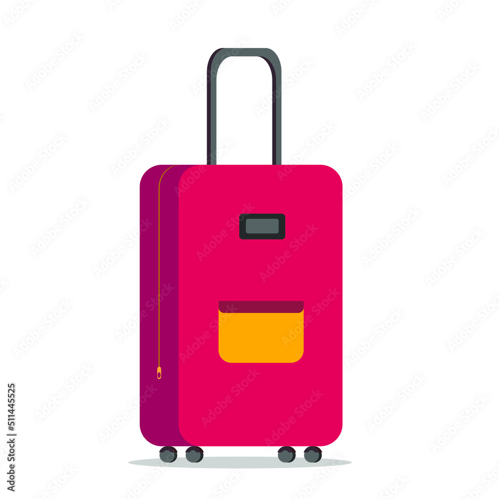 travel stroller suitcase bag isolated vector, luggage illustration that symbolize travelling and getting new emotions, suitcase with pockets isolated on white background vector illustration travel stroller suitcase bag isolated vector, luggage illustration that symbolize travelling and getting new emotions, suitcase with pockets isolated on white background vector illustration
