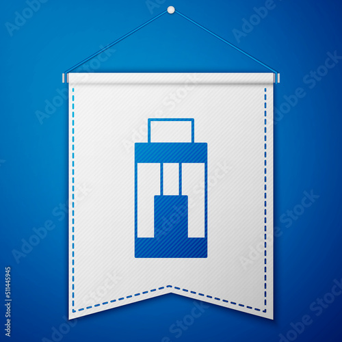 Blue Vape mod device icon isolated on blue background. Vape smoking tool. Vaporizer Device. White pennant template. Vector