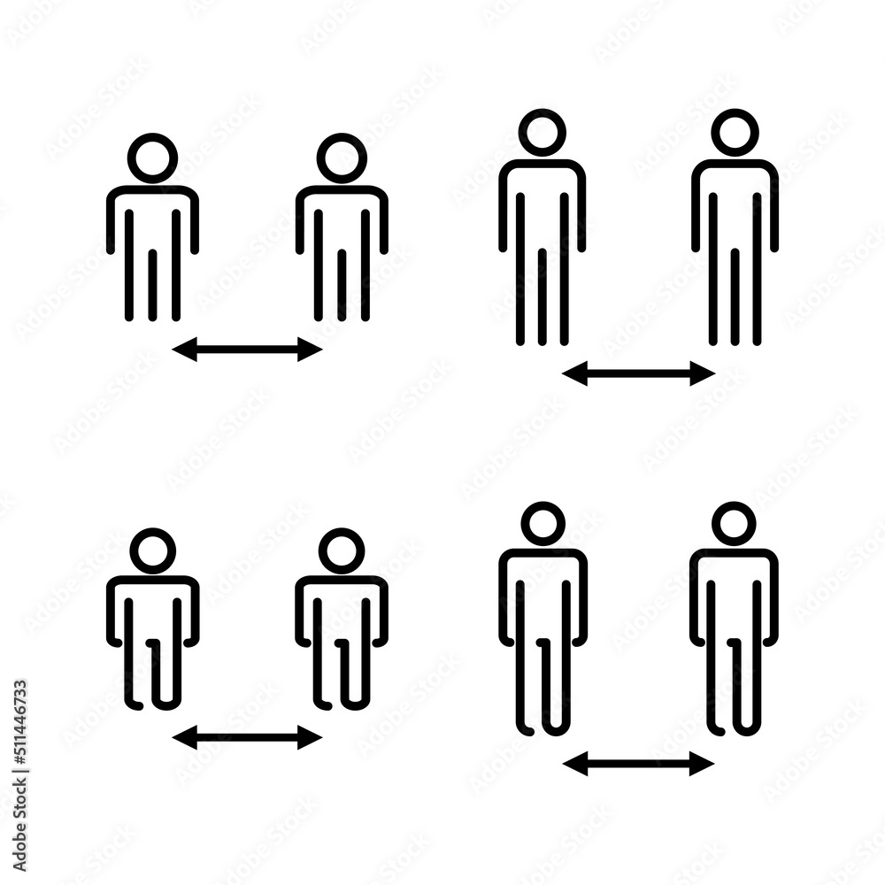 Social distance icon vector. social distancing sign and symbol. self quarantine sign Social distance icon vector. social distancing sign and symbol. self quarantine sign