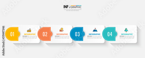 Four steps business infographics template vector.	
