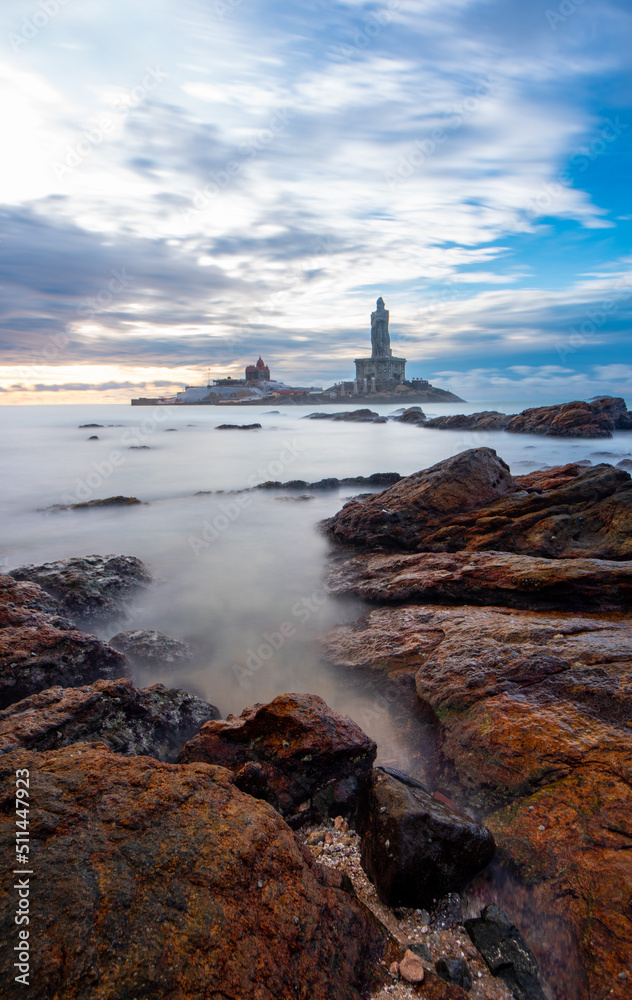 Thiruvalluvar Statues on the rock.