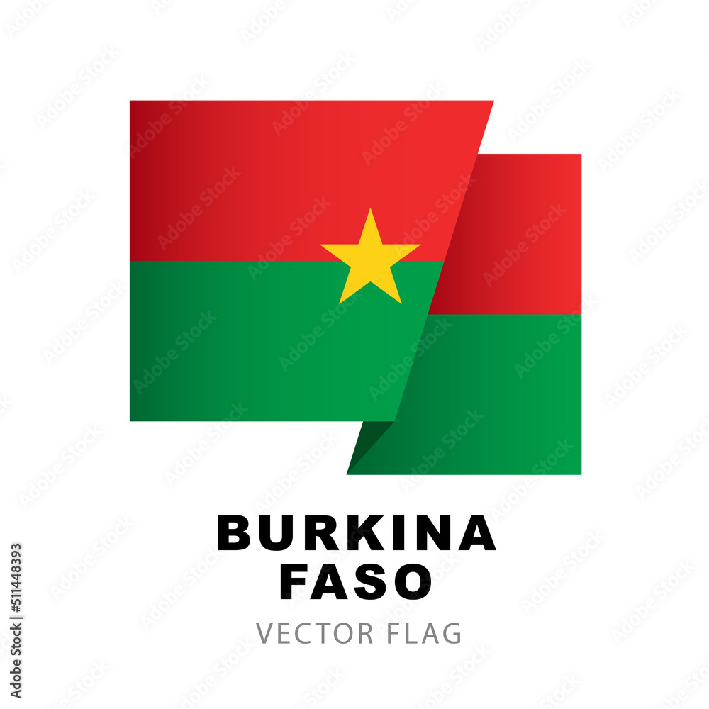 Colorful logo of the flag of Burkina Faso. The flag of Burkina Faso. Vector illustration on a white background.