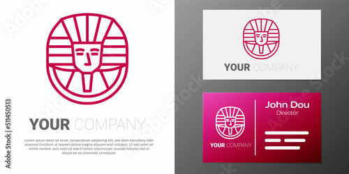 Logotype line Egyptian pharaoh icon isolated on white background. Logo design template element. Vector