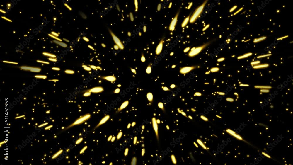 Gold ink in water shooting with high speed camera. Gold glitter background with sparkle shine light confetti. Super Slow Motion at 1000fps. effect. blue glitter