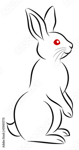 年賀状素材 卯年 二本足で立っているウサギ 絵筆で描いた墨絵風のお洒落なイラスト ベクター
New Year greeting card material: Year of the Rabbit. Rabbit standing on two legs. Stylish ink painting style illustrations drawn with a paintbrush. Vector