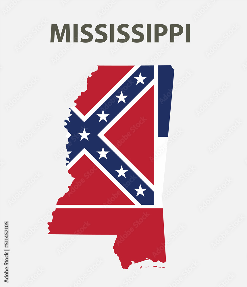 Naklejka premium State with a flag. Mississippi, USA.