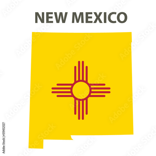 State with a flag. New Mexico, USA.