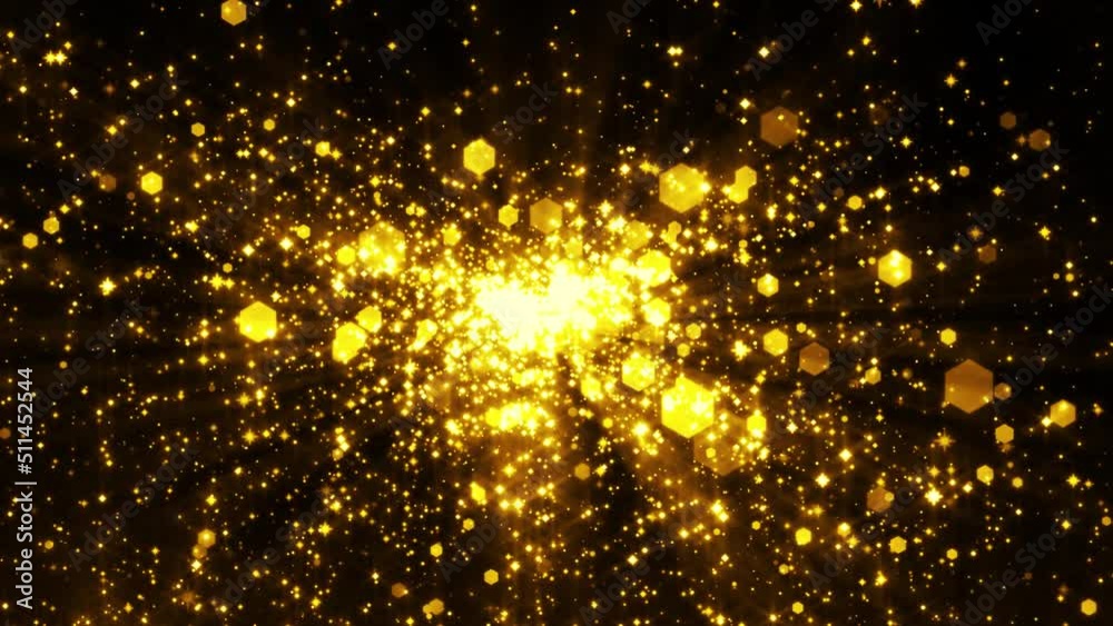 4K Particles . Glowing bokeh lights. Abstract background. Flight through galactic.