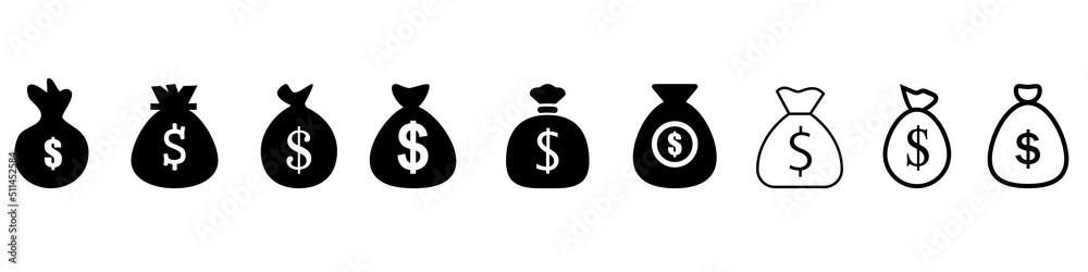 Money Bag vector icon set. bank illustration symbol or sign collection. Money Bag vector icon set. bank illustration symbol or sign collection.