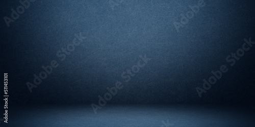 Empty blue studio room interior. Clean workshop for photography or presentation

