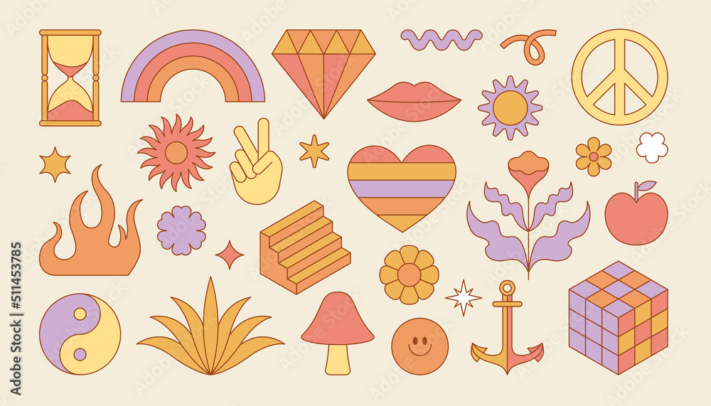 Fototapeta premium Vector set of design elements, patches and stickers - abstract background elements for branding, packaging, prints and social media posts