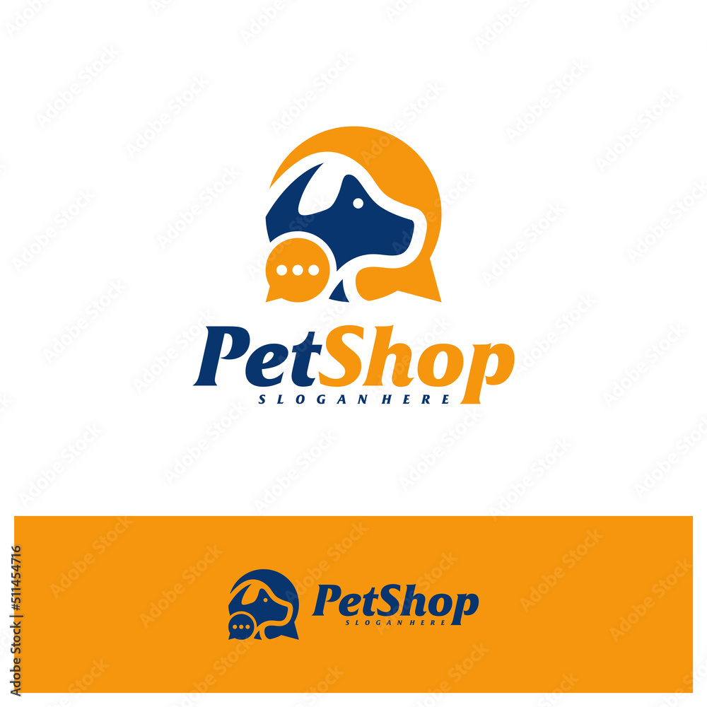 Chat Pet Logo Design Template. Pet logo concept vector. Emblem, Creative Symbol, Icon Chat Pet Logo Design Template. Pet logo concept vector. Emblem, Creative Symbol, Icon
