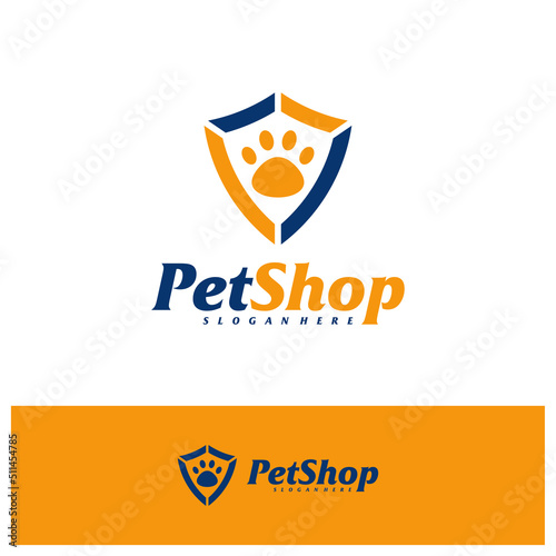 Pet Shield Logo Design Template. Pet logo concept vector. Emblem, Creative Symbol, Icon