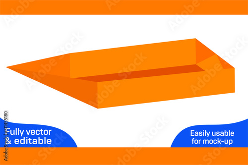 Boat shaped tray dieline template and 3D boat design