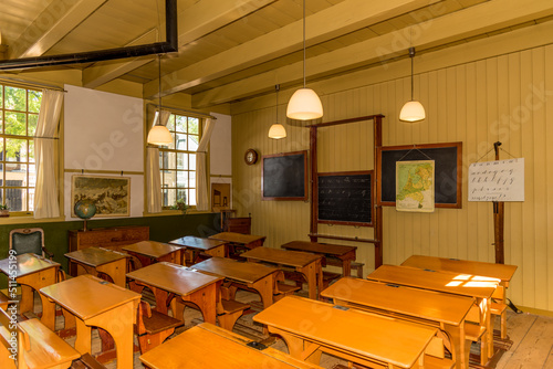 Enkhuizen, Netherlands. An old-fashioned classroom from the last century. photo