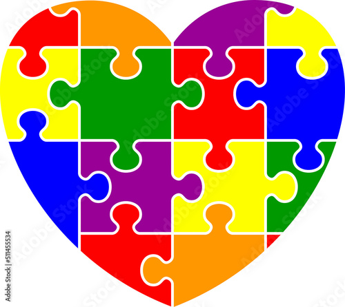 Rainbow puzzle heart. Pride flag. Symbol of the LGBT
