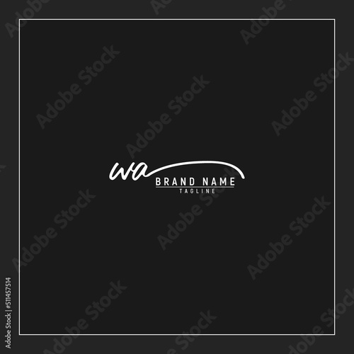 initials WA logo design signature monogram handwriting vector graphic premium illustration