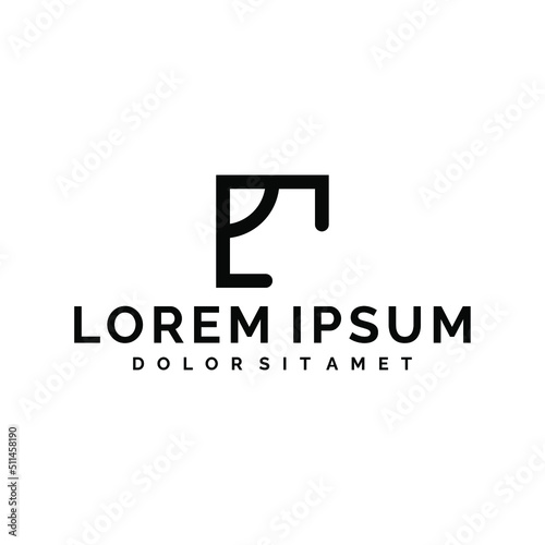 Initial letter A logo template with modern square geometric line art illustration in flat design monogram symbol