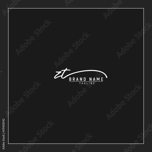 initials ZT logo design signature monogram handwriting vector graphic premium illustration photo