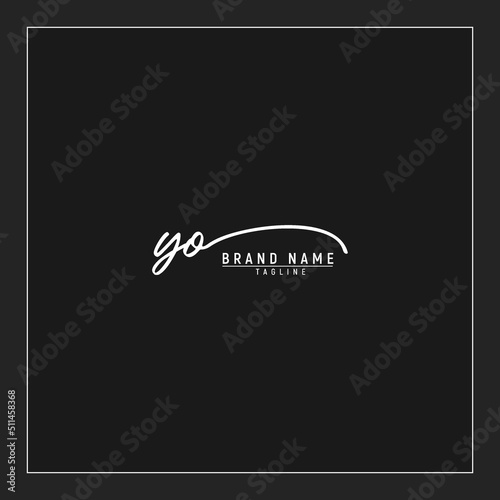 initials YO logo design signature monogram handwriting vector graphic premium illustration