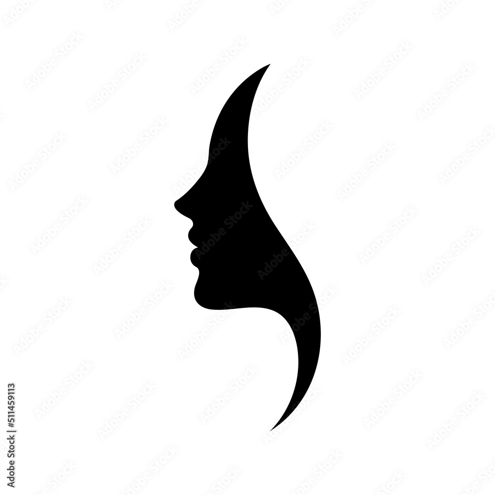Vetor de Beauty girl face silhouette vector. do Stock | Adobe Stock