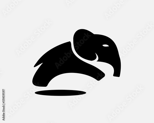 abstract jump black silhouette elephant logo icon symbol illustration inspiration