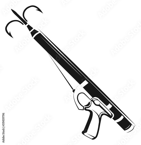 Harpoon gun icon. Black hunting weapon symbol