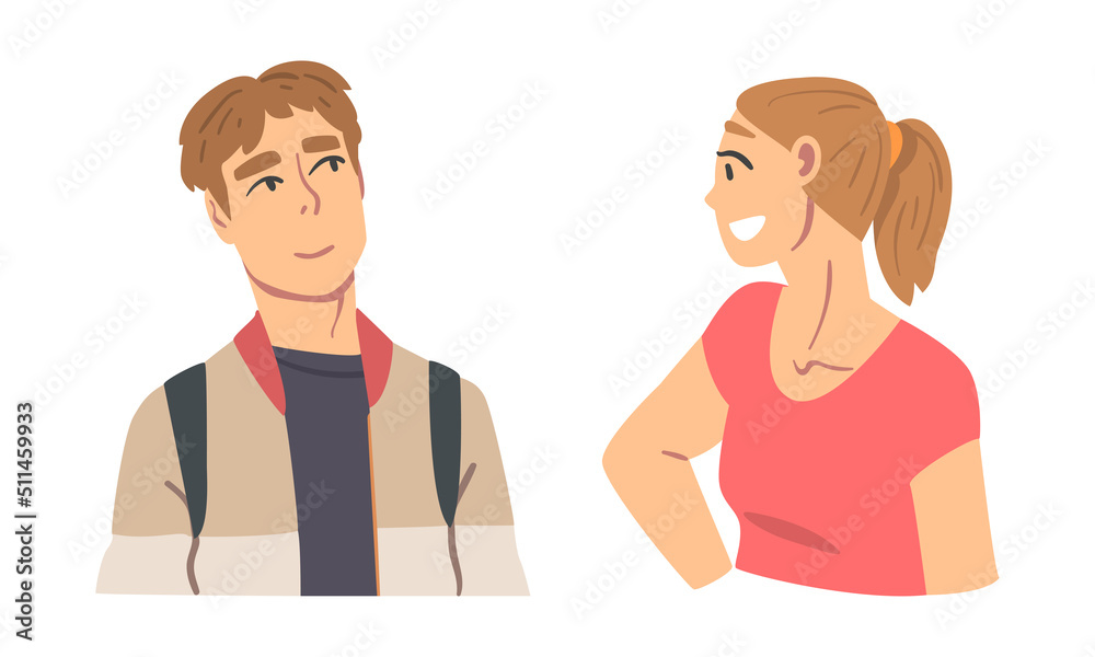Man and Woman Looking in Different Direction with Face Expression Vector Set Man and Woman Looking in Different Direction with Face Expression Vector Set
