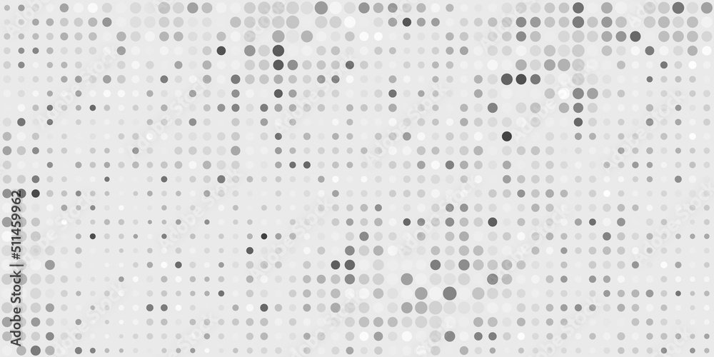 Abstract Black and White Spotted  Pattern with Random Sizes of Spots and Shades of Gray - Geometric Mosaic Texture, Generative Art, Vector Background