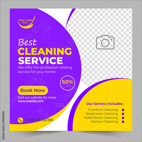 Cleaning service social media post banner template