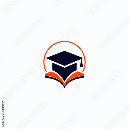 Creative logo icon with toga hat and book concept vector and circle