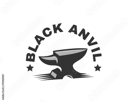 Vintage anvil monochrome drawn art blacksmith tools Vector illustration logo symbol template inspiration